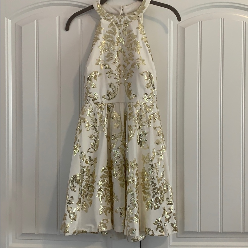 White and Gold Formal Dress